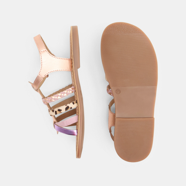 صندل وردي برباط لامع للبنات